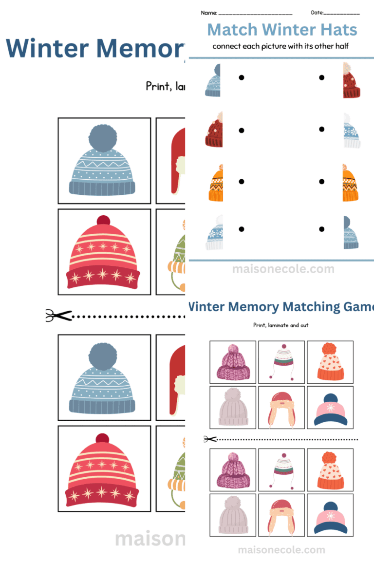 Winter Hat Matching Games Craft