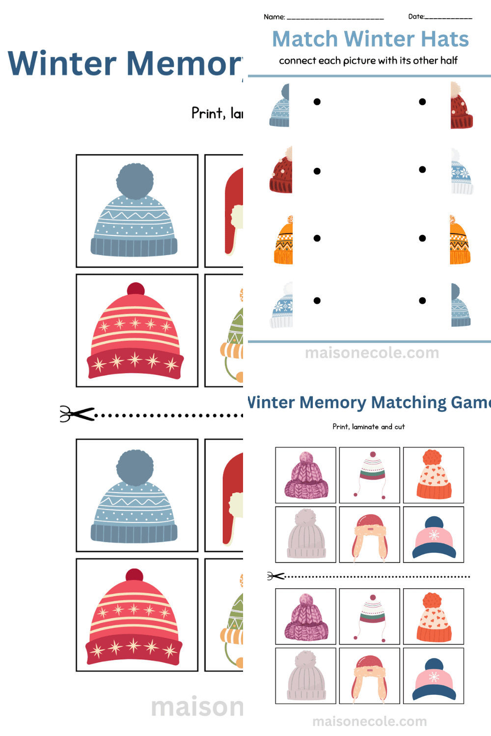 Winter Hat Matching Games Craft