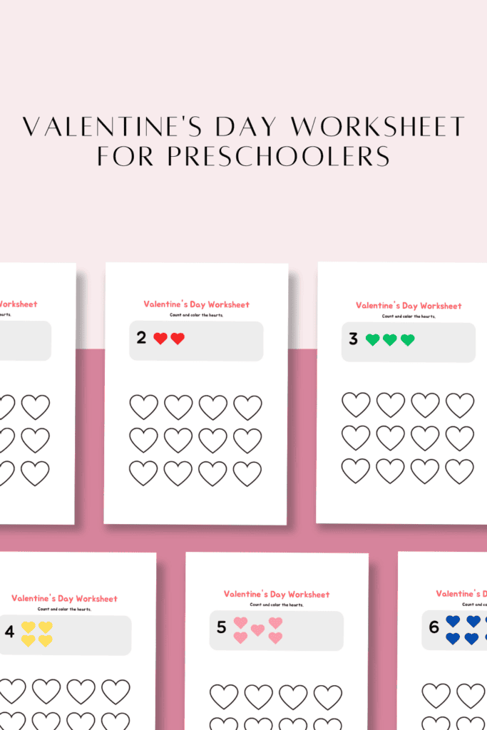 Valentines Day worksheet for preschoolers